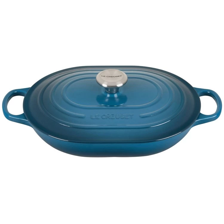 Le Creuset Signature 3.75-Quart Cast Iron Oval Casserole With Stainless Steel Knob - Deep Teal