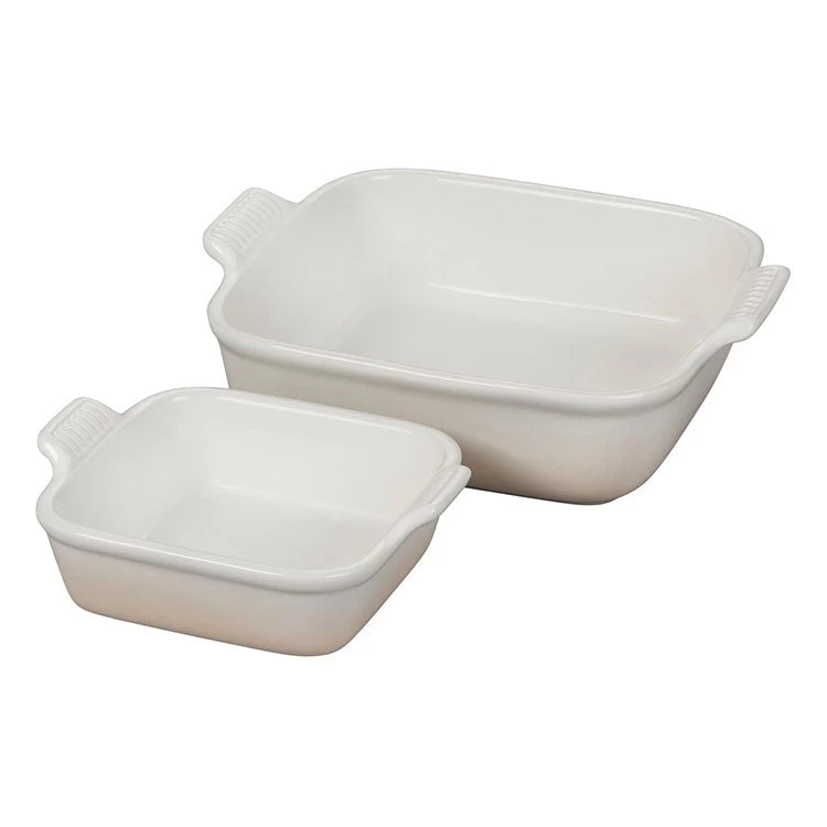 Le Creuset Heritage Stoneware Square Dishes Set Of 2 - Meringue