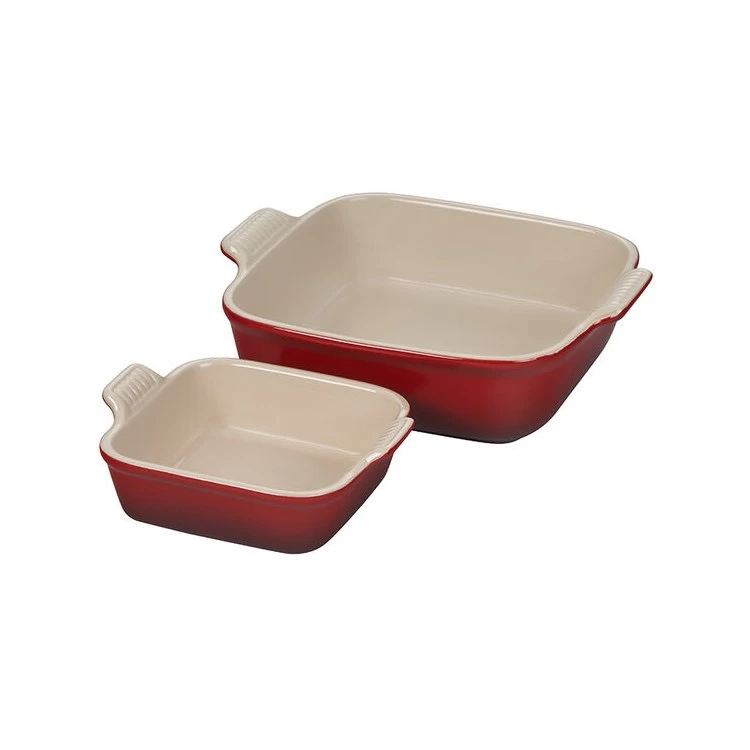 Le Creuset Heritage Stoneware Square Dishes Set Of 2 - Cerise