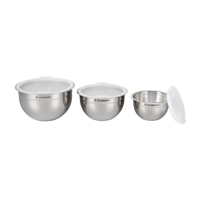 Le Creuset Stainless Steel Mixing Bowls With Lids, Set Of 3 - Image 4