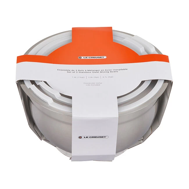 Le Creuset Stainless Steel Mixing Bowls With Lids, Set Of 3 - Image 6